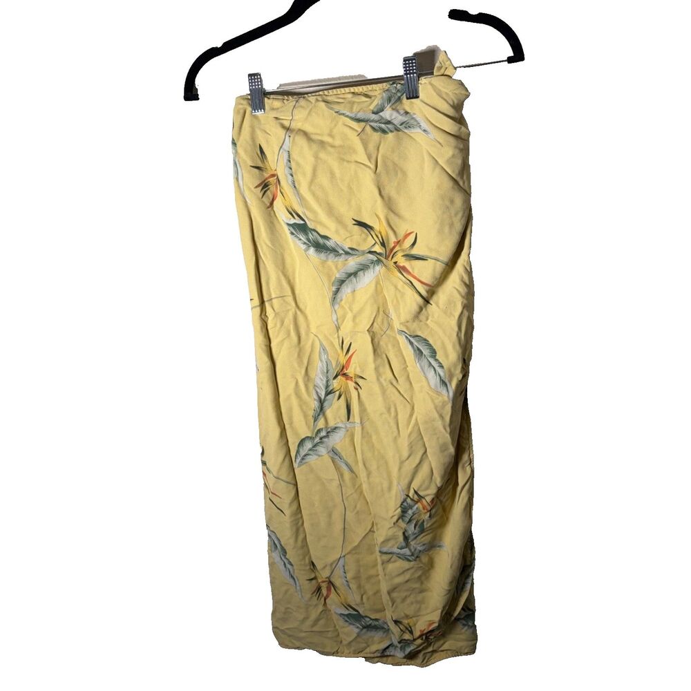 Tommy Bahama Wrap Skirt Women's Small Yellow 100% Silk Long Floral Summer